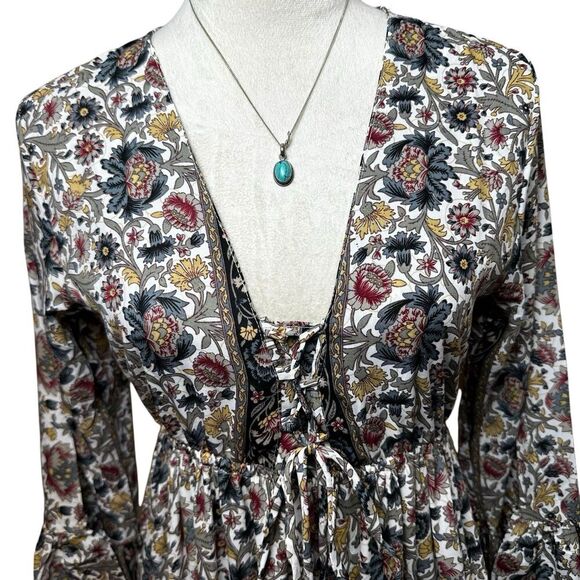 Chaudry Boho Floral Maxi Dress M | Cottagecore Fairycore Peasant Renaissance - Picture 4 of 10